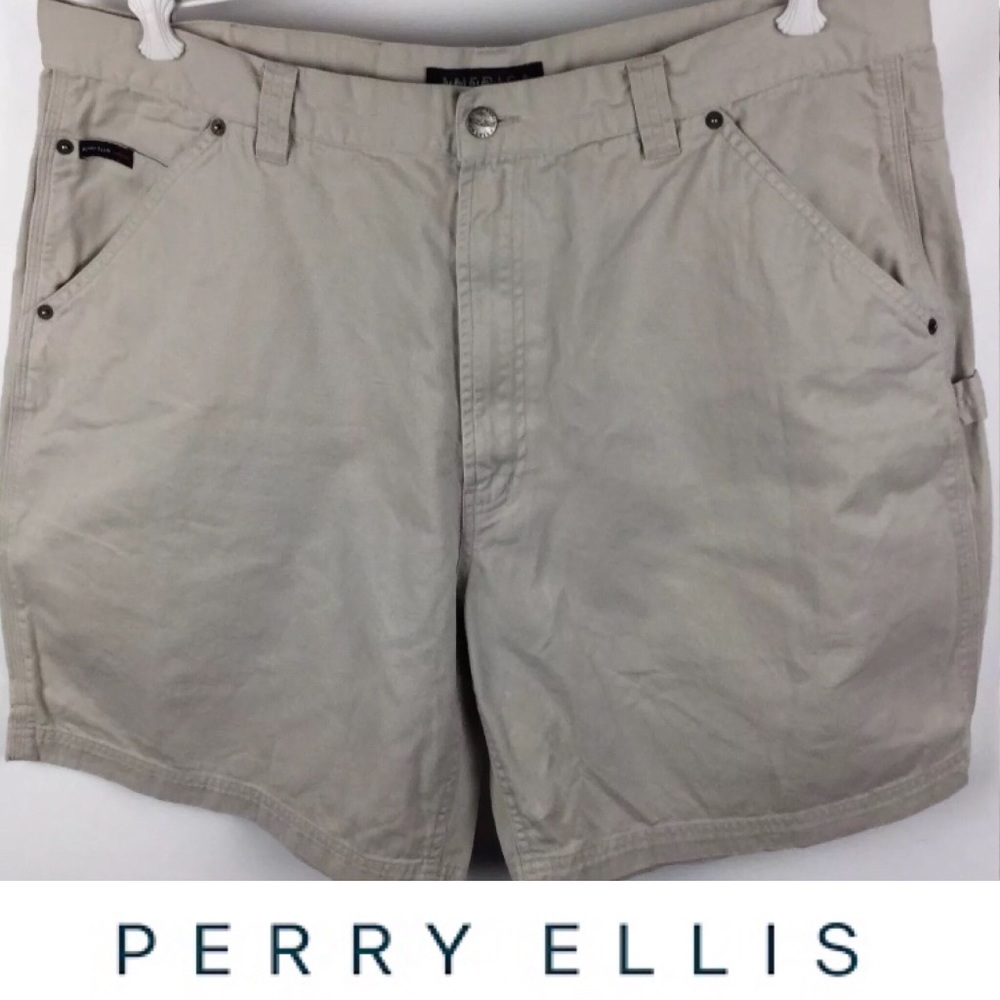 Perry Ellis America Mens Khaki Shorts Weekend Wear